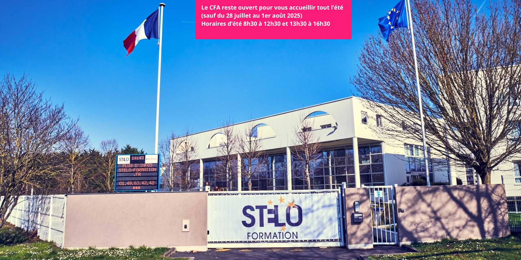 Le CFA reste ouvert pour vous accueillir tout l’été (sauf du 28 juillet au 1er août 2025) Horaires d’été 8h30 à 12h30 et 13h30 à 16h30 (1)